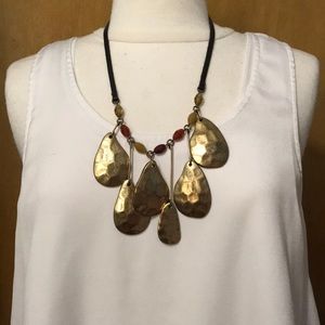 Lucky Brand leather, semiprecious stones necklace